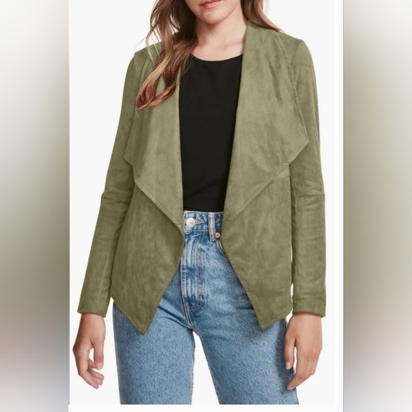Steve Madden Jackets & Blazers - Steve Madden Drape Open Front Faux Suede Sage Green Women's Jacket Size Small